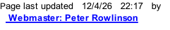 Page last updated   12/4/26   22:19   by    Webmaster: Peter Rowlinson